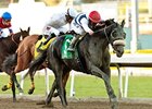 Eblouissante pulls away in the stretch for her second win.