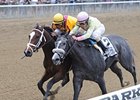 My Happy Face (right) finished just a head behind Dreaming of Julia in the Frizette Stakes.<br><a target="blank" href="http://photos.bloodhorse.com/AtTheRaces-1/at-the-races-2012/22274956_jFd5jM#!i=2134879633&k=Fj7mZVV">Order This Photo</a>