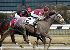 Barrier Reef outfights Roman Emperor to take the Whirlaway.
