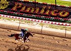 Goldencents gallops at Pimlico on May 14.