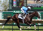 Itsmyluckyday works with Elvis Trujillo at Monmouth Park.