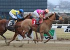 Ruler On Ice overtakes Spa City Fever to win on Jan. 30.<br><a target="blank" href="http://photos.bloodhorse.com/AtTheRaces-1/at-the-races-2013/27257665_QgCqdh#!i=2343631725&k=5txMKqh">Order This Photo</a>
