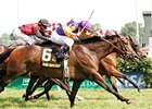 Danzon (#6) gets her nose down in front to take the Locust Grove.