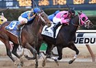 Comma to the Top fights for victory in the Tom Fool.<br><a target="blank" href="http://photos.bloodhorse.com/AtTheRaces-1/at-the-races-2013/27257665_QgCqdh#!i=2389408852&k=jbNS9jB">Order This Photo</a>