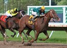 Luna Vega overcame Spritely in the homestretch to post a mild surprise in the Molly Pitcher Breeders' Cup Stakes at Monmouth.