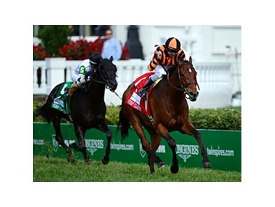 Little Mike heads west for the Shoemaker Mile.<br><a target="blank" href="http://photos.bloodhorse.com/AtTheRaces-1/at-the-races-2012/22274956_jFd5jM#!i=1830421187&k=BKgmhFK">Order This Photo</a>