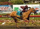 Evita Argentina storms home in the A Gleam at Hollywood Park.<br><a target="blank" href="http://www.bloodhorse.com/horse-racing/photo-store?ref=http%3A%2F%2Fpictopia.com%2Fperl%2Fgal%3Fprovider_id%3D368%26ptp_photo_id%3D8341954%26ref%3Dstory">Order This Photo</a>