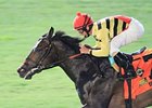 Silver Max and Robby Albarado are in control at the finish of the Virginia Derby.