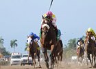 Grace Hall runs away from competition in the Gulfstream Oaks.