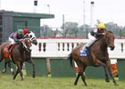 Glen Hill Farm's Closeout coasted to a three-length victory over Gloria Goodbody to win the Locust Grove Handicap at Churchill Downs.