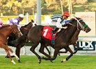 Bauble Queen caught Turning Top late to win the Robert J. Frankel Stakes at Santa Anita.