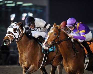 Ghost is Clear pulls clear of Daybreak Dreamer to take the Sam Houston Sprint Cup Stakes at Sam Houston Race Park.