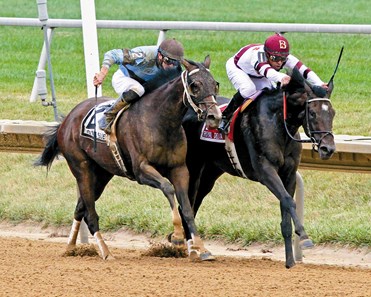 Royal Delta, with Mike Smith up, holds off Tiz Miz Sue, with Joseph Rocco Jr. up, to win the 75th Running of the Delaware Handicap (G2) at Delaware Park.