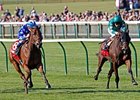 Vorda (left) goes by Princess Noor to win the Connolly's Red Mills Cheveley Park Stakes.<br><a target="blank" href="http://photos.bloodhorse.com/AtTheRaces-1/at-the-races-2013/27257665_QgCqdh#!i=2795848423&k=HpRMScz">Order This Photo</a>