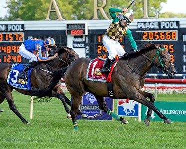 Hardest Core captures the Arlington Million (gr. IT) on August 16, 2014.