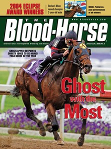 In this continuing series about top horses sired by popular stallions, trainers share their views on Ghostzapper’s offspring.
A product of Frank Stronach’s Adena Springs Farm, homebred Ghostzapper won nine of 11 career starts and earned $3,446,120.
The son of Adena stallion Awesome Again was named Horse of the Year and champion older male in 2004.