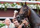 Mike Hushion with Artemis Agrotera after her 2014 victory in the grade 1 Ballerina Stakes