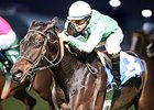 Roman Chapa winning the 2014 Richard King Turf Stakes aboard Quiet Acceleration.