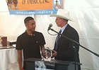 Jockey Rodolfo Arvizu, who assisted fellow rider Anne Von Rosen after a racing accident earlier this year at Turf Paradise, was presented with the 2014 White Horse Award by the Race Track Chaplaincy of America Oct. 30.