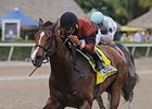 Ready For Rye leads all the way to take the Swale.<br><a target="blank" href="http://photos.bloodhorse.com/AtTheRaces-1/At-the-Races-2015/i-8df6Bqz">Order This Photo</a>
