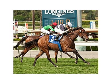 Hoop of Colour wins the Santa Ana Stakes.