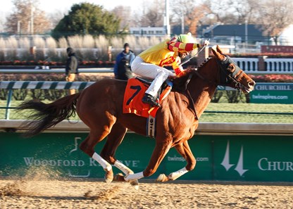Wine Princess and jockey Shaun Bridgmohan are victorious in the 2013 Grade II Falls City Handicap at Churchill Downs.
