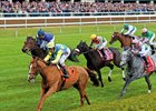 Dayatthespa rated in second for about seven furlongs before taking over and pulling away to capture the $400,000 Grade I First Lady Stakes on the turf at Keeneland.