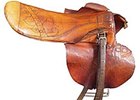 Jockey Red Pollard's race-worn saddle from Hall of Fame racehorse Seasbiscuit sold for $104,260.