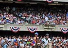 A reported crowd of 47,562 turned out for the day's races at Belmont Park.