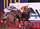 Secret Circle holds off Super Jockey to win the Dubai Golden Shaheen.