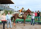 Jockey Daniel Vergara in the Winner's Circle after his 1,000th win.