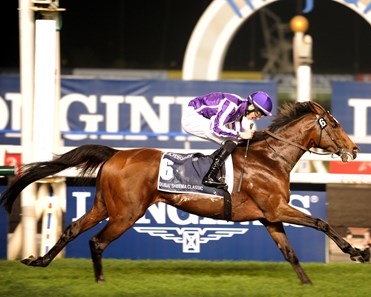 Coolmore and partners' St Nicholas Abbey spoiled the international debut of sensational filly Gentildonna as he drew off in the stretch from the reigning Japanese Horse of the Year. Gentildonna finishes 2nd in the race.