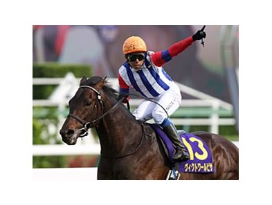 Victoire Pisa claimed the Satsuki Sho, Japan's equivalent of the Two Thousand Guineas, at Nakayama Racecourse.<br><a target="blank" href="http://www.bloodhorse.com/horse-racing/photo-store?ref=http%3A%2F%2Fpictopia.com%2Fperl%2Fgal%3Fprovider_id%3D368%26ptp_photo_id%3D8897568%26ref%3Dstory">Order This Photo</a>