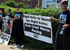 PETA demonstrators outside Pimlico