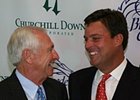 Breeders' Cup president and CEO Greg Avioli (right) talks with Kentucky Governor Steve Beshear after the announcement that Churchill Downs will host the Breeders' Cup in 2011.