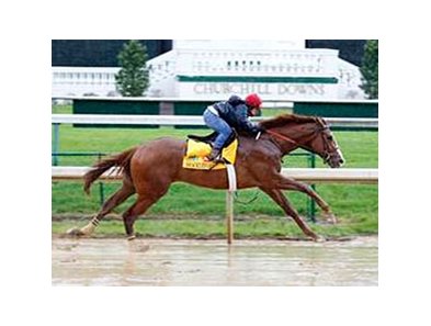 Shackleford works on a sloppy track at Churchill Downs on April 23.