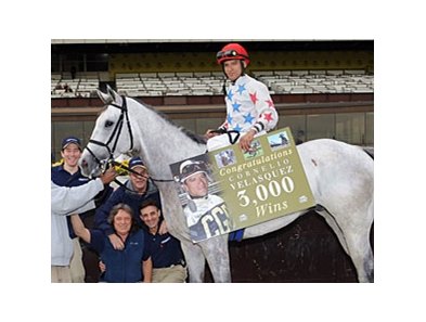 Cornelio Velasquez wins race number 3,000.