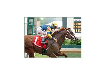 Speightstown, with John Velazquez aboard, wins the Churchill Downs Handicap.