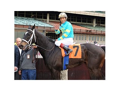 Edgar Prado shown after his fifth win April 22 at Aqueduct.