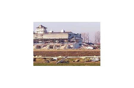 Tornado damage to part of the grandstand and other track facilities suffered at Ellis Park over the weekend.