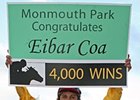 Eibar Coa celebrates win number 4,000.