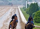 Sidney's Candy (left) splashes through the mud at Churchill Downs on April 24.
