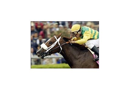 Consolidator, with Rafael Bejarano aboard, wins the San Felipe Stakes.