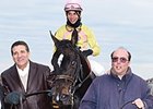 Stuart Grant (right) with Condo Commando.<br><a target="blank" href="http://photos.bloodhorse.com/AtTheRaces-1/At-the-Races-2014/i-XdX5nTm">Order This Photo</a>