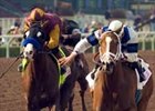 Hot Storm (right) notches second Sunshine Millions win with this victory in Saturday's Filly and Mare Sprint.