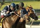 Balance and Victor Espinoza (left) hit the head of the stretch on the way to the win in the La Canada Stakes.