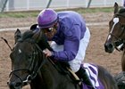 Undefeated All About Allie breaks from post 9 in the Delta Downs Princess.