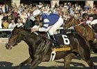Leah's Secret (6) holds on for determined win in last fall's Raven Run at Keeneland.