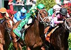 Finnegans Wake gets the best of a tight finish in the Woodford Reserve Turf Classic.<br><a target="blank" href="http://photos.bloodhorse.com/AtTheRaces-1/At-the-Races-2015/i-TmG8sBP">Order This Photo</a>