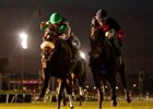Utopian (left) fights off Smug to win the Inglewood.